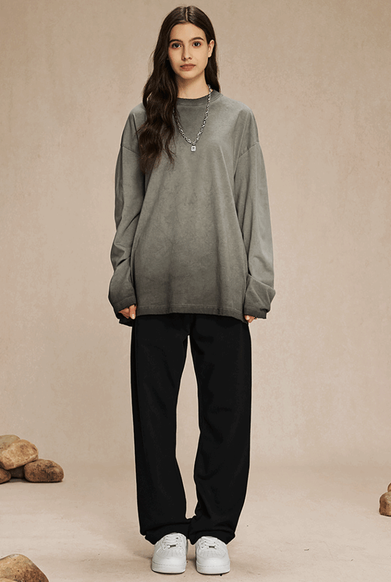 275g Cotton Washed Tie-Dye Vintage Long Sleeve T-Shirt, Couple’s Style