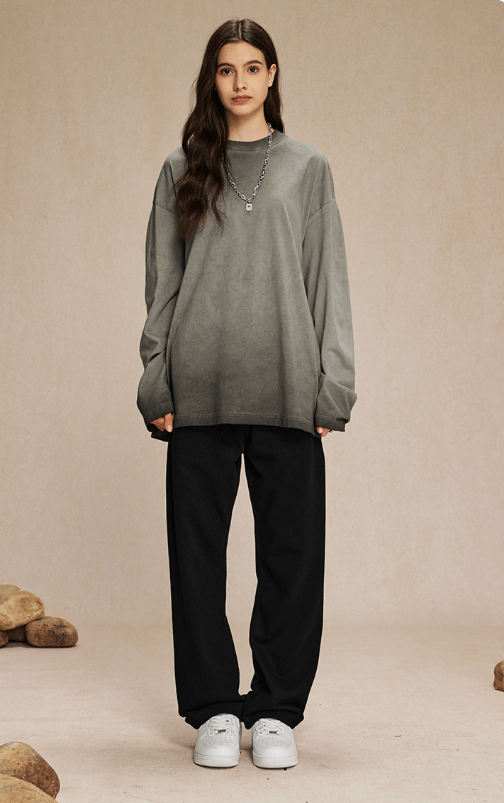 275g Cotton Washed Tie-Dye Vintage Long Sleeve T-Shirt, Couple’s Style