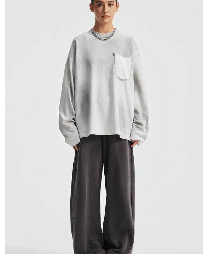 Unisex Premium Cotton Wax-Dyed Vintage-Style Long-Sleeve T-Shirt