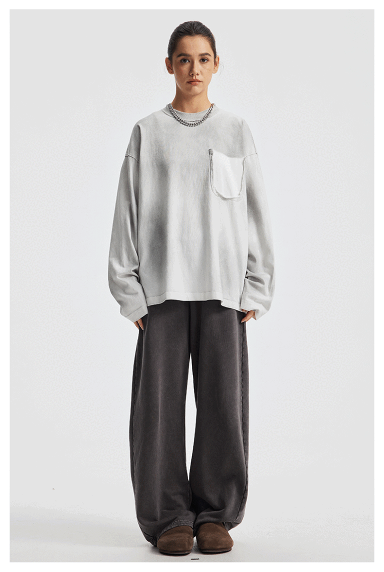 Unisex Premium Cotton Wax-Dyed Vintage-Style Long-Sleeve T-Shirt