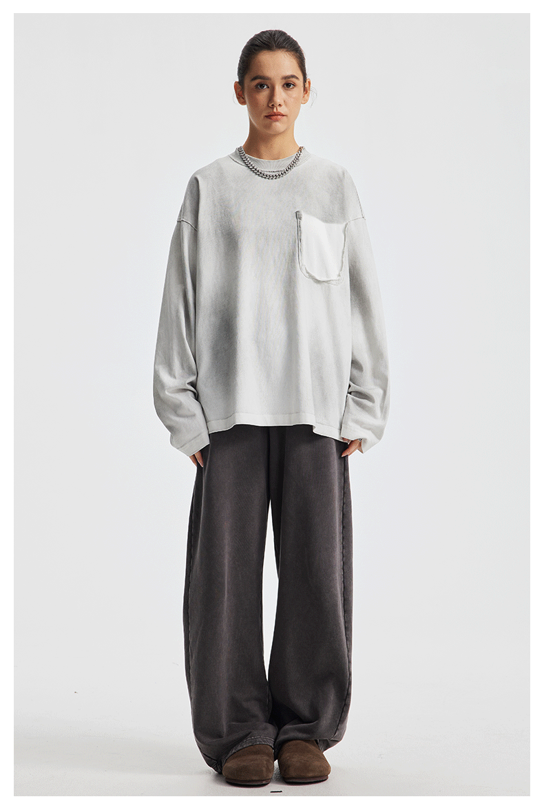 Unisex Premium Cotton Wax-Dyed Vintage-Style Long-Sleeve T-Shirt