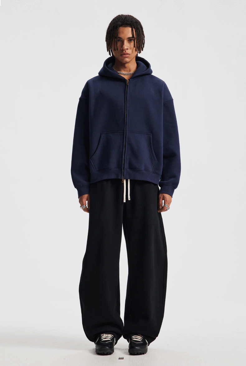 Wholesale | 370g Unisex BOXY Short Fleece Zip-Up Hoodie