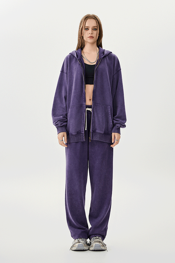 Wholesale | 420g Unisex Batik Washed Terry Cotton Hoodie Set