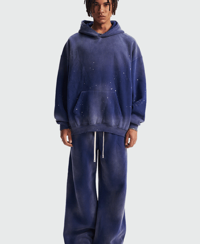 Wholesale | 360g unisex spray-dyed distressed style hoodie