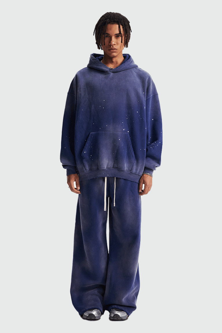 Wholesale | 360g unisex spray-dyed distressed style hoodie