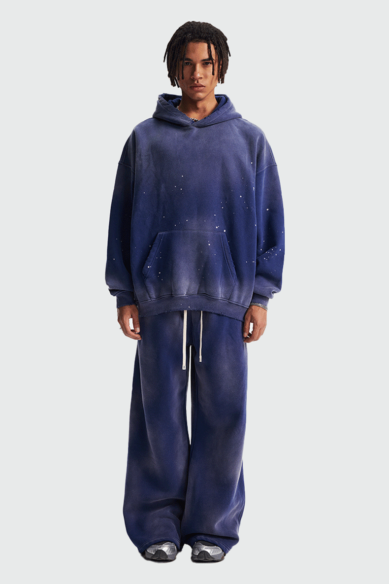 Wholesale | 360g unisex spray-dyed distressed style hoodie