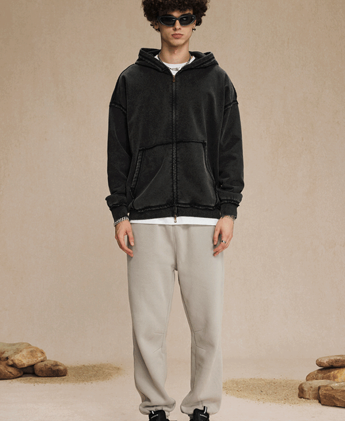 Wholesale | 450g unisex washed distressed style hoodie