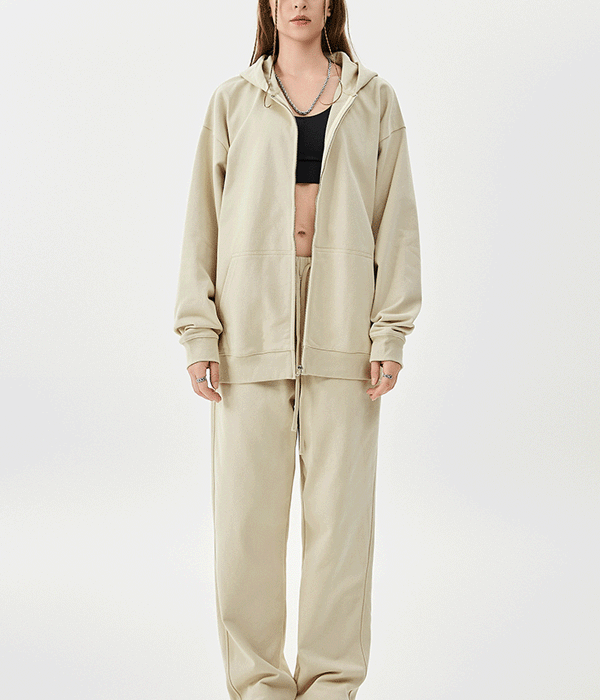wholesale|420g Loopback Fabric Zip-Up Hoodie & Pants Set