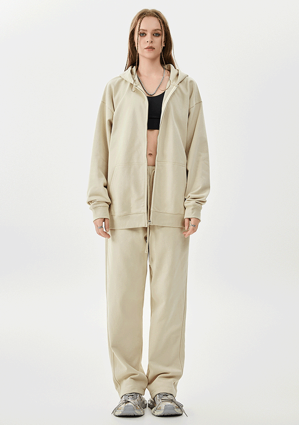 wholesale|420g Loopback Fabric Zip-Up Hoodie & Pants Set