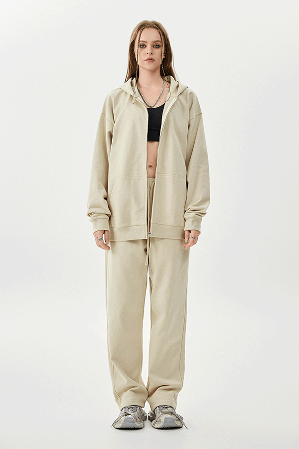 wholesale|420g Loopback Fabric Zip-Up Hoodie & Pants Set
