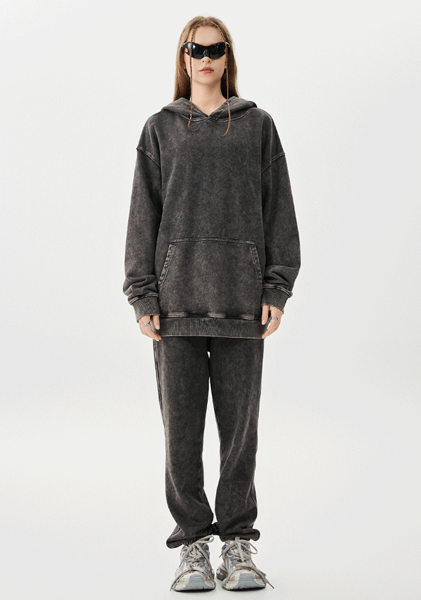 Wholesale | 420g Unisex batik washed fabric hoodies