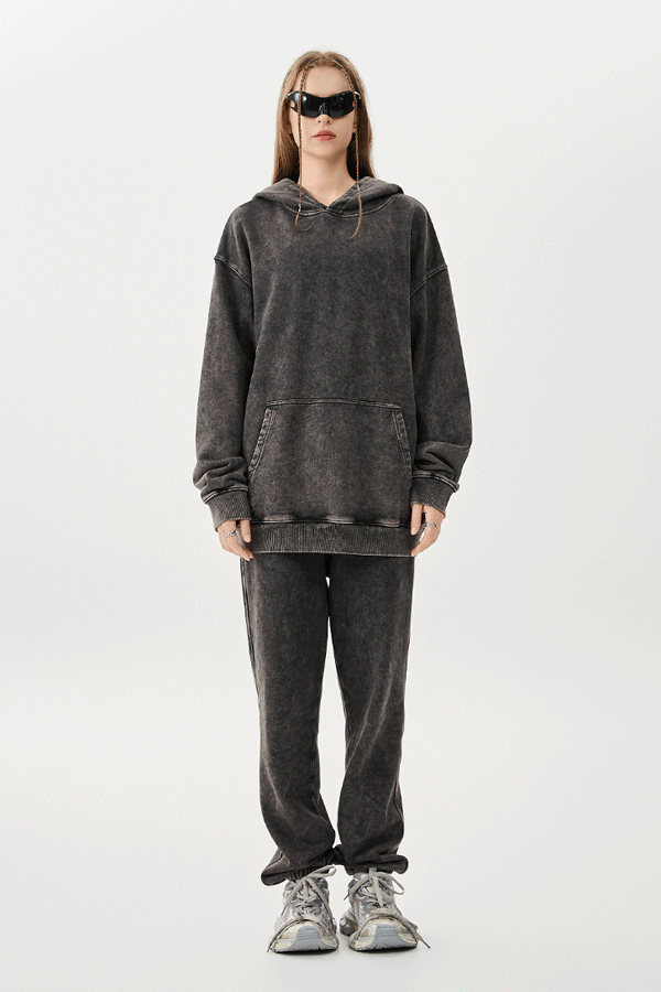 Wholesale | 420g Unisex batik washed fabric hoodies